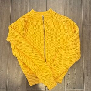 Ann Taylor Mustard Yellow Zippered Cardigan